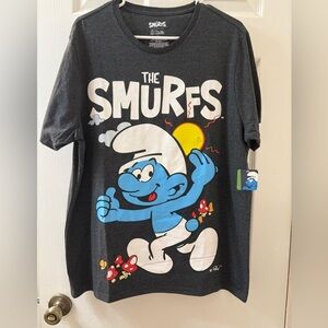 Unisex The Smurfs Graphic T-Shirt - Black and Blue